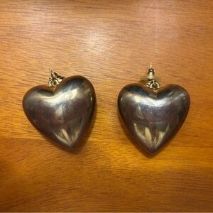 Large heart shaped gold earrings